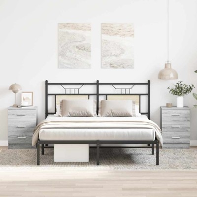 Mesitas de noche 2 uds madera gris Sonoma 38x35x56 cm