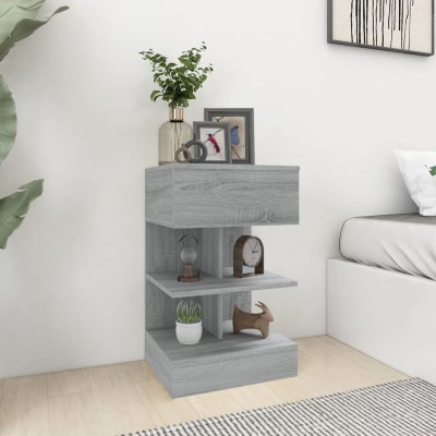 Mesitas de noche 2 uds madera gris Sonoma 40x35x65 cm