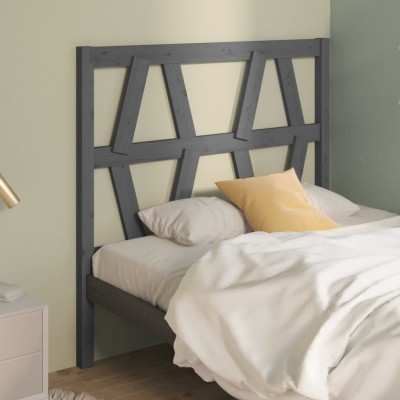 Cabecero de cama madera maciza de pino gris 96x4x100 cm