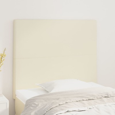 Cabeceros 2 unidades cuero sintético color crema 100x5x78/88 cm