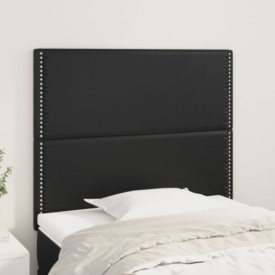 Cabeceros 2 unidades de cuero sintético negro 90x5x78/88 cm