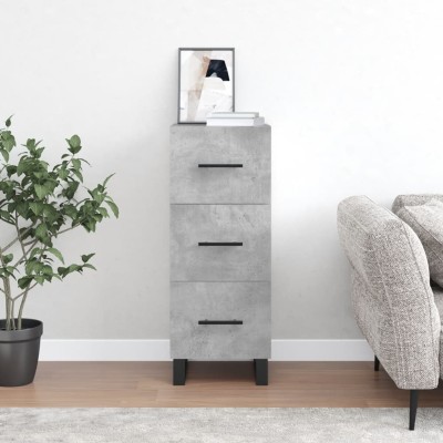Aparador de madera contrachapada gris hormigón 34,5x34x90 cm