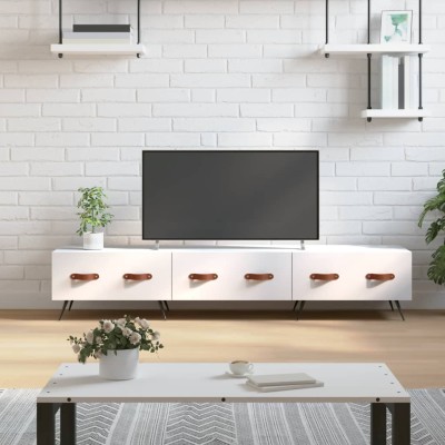 Mueble de TV madera de ingeniería blanco 150x36x30 cm
