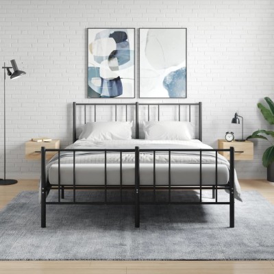 Mesitas de noche de pared 2 uds color roble Sonoma 35x35x20 cm