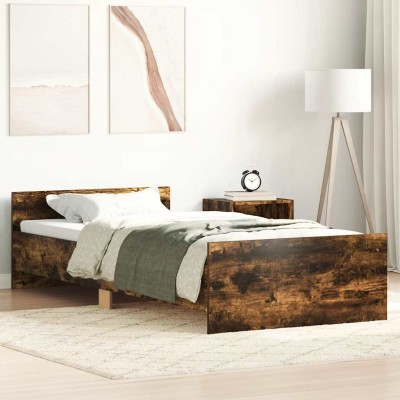 Estructura cama sin colchón madera roble ahumado 75x190 cm