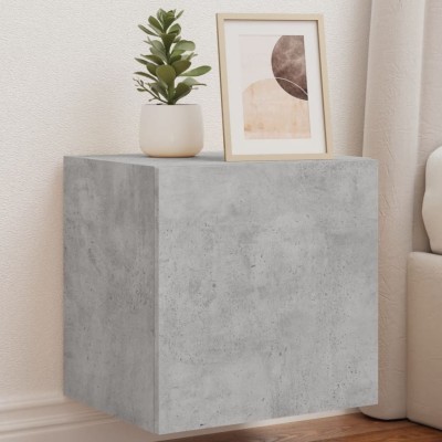 Muebles TV de pared luces LED 2 uds gris hormigón 40,5x35x40 cm
