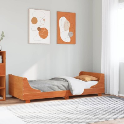 Estructura de cama sin colchón madera maciza marrón 75x190 cm