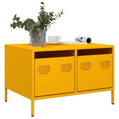 Mueble TV acero laminado en frío amarillo mostaza 68x50x43,5 cm