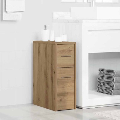 Armario de baño estrecho con ruedas madera roble artisian