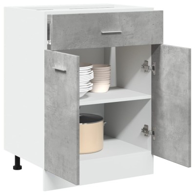 Mueble bajo con cajón "Lyon" de, gris hormigón, 60 x 46 x 81,5 cm, madera de ingeniería