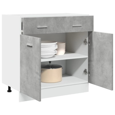 Mueble bajo con cajón "Lyon" de, gris hormigón, 80 x 46 x 81,5 cm, madera de ingeniería
