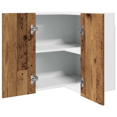 Armario esquinero colgante "Lyon" de madera vieja, 57 x 57 x 60 cm, madera de ingeniería