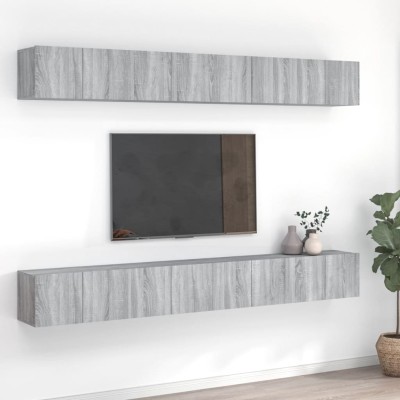 Muebles TV 8 uds madera contrachapada gris Sonoma 60x30x30 cm