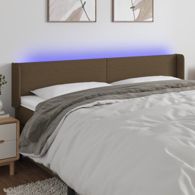 Cabecero con LED de tela marrón oscuro 203x16x78/88 cm