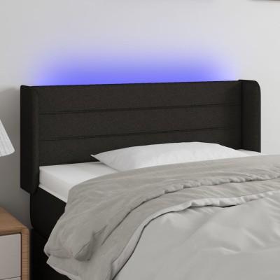 Cabecero con LED de tela negro 83x16x78/88 cm