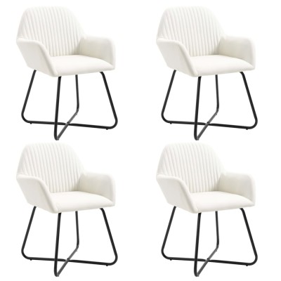 Sillas de comedor 4 unidades tela color crema