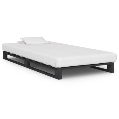 Estructura de cama de palets madera maciza pino gris 90x200cm