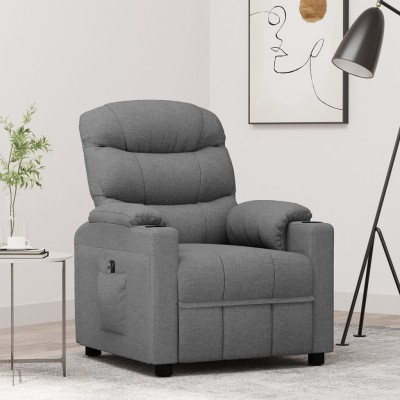Sillón reclinable eléctrico tela gris claro
