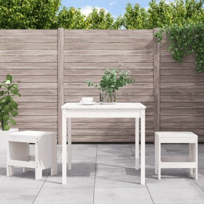 Mesa y sillas de jardín 3 piezas madera maciza de pino blanco