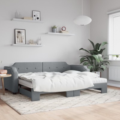 Sofá cama nido con colchón tela gris claro 90x200 cm
