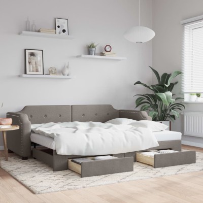 Sofá cama nido con cajones tela gris taupe 80x200 cm