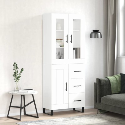 Aparador alto madera contrachapada blanco 69,5x34x180 cm