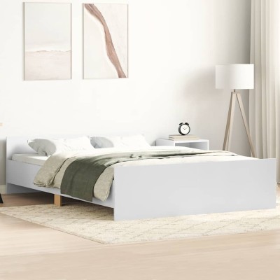 Estructura de cama con cabecero y piecero blanco 140x200 cm