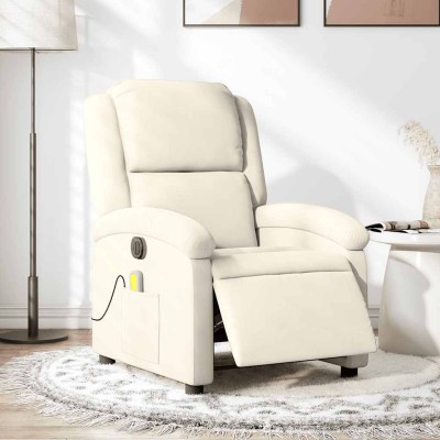Sillón reclinable de masaje eléctrico terciopelo color crema