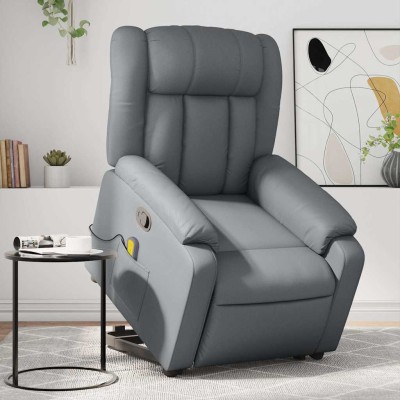 Sillón reclinable de masaje de pie cuero artificial gris