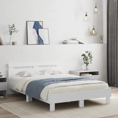 Estructura de cama con LED sin colchón blanco 120x200 cm