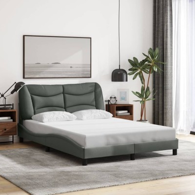 Cama sin colchón tela gris oscuro 140x190 cm