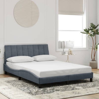Estructura de cama sin colchón terciopelo gris oscuro 120x200cm