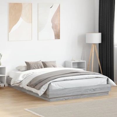 Estructura de cama madera de ingeniería gris Sonoma 120x200 cm
