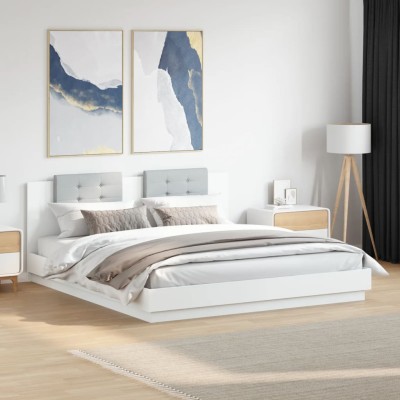 Estructura cama con cabecero madera ingeniería blanco 180x200cm