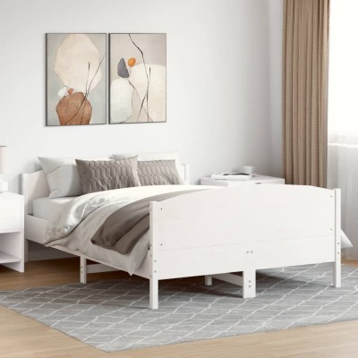 Estructura de cama sin colchón madera maciza de pino 160x200 cm
