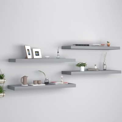 Estantes flotantes de pared 4 uds MDF gris 80x23,5x3,8 cm
