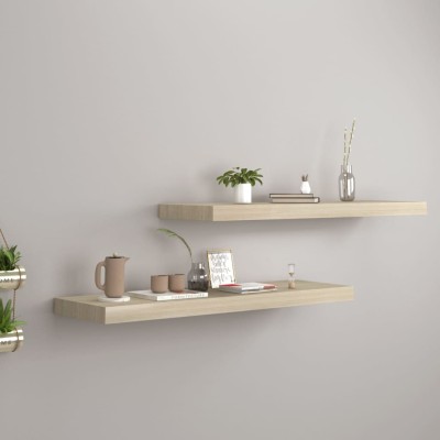 Estantes flotantes de pared 4 uds MDF color roble 80x23,5x3,8cm