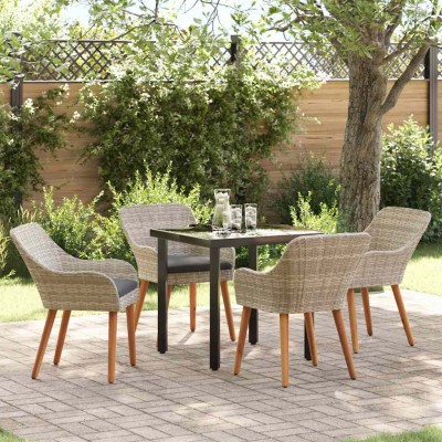 Conjunto de comedor 5 pcs Gris claro Poliratán