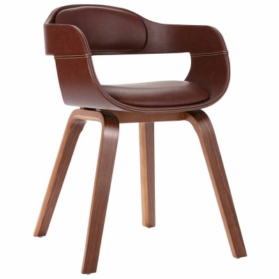 Sillas de comedor 2 unidades madera curvada y cuero sintético
