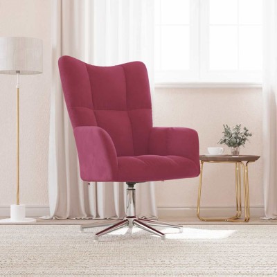 Sillón de relax de terciopelo rojo vino tinto
