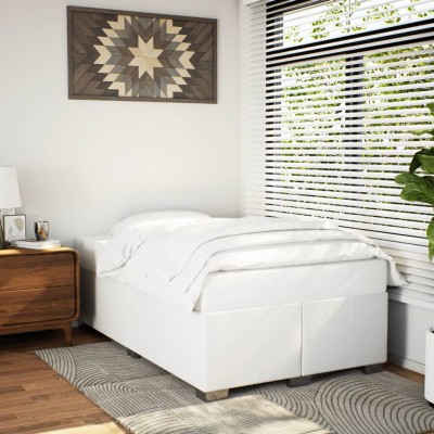 Estructura de cama sin colchón cuero sintético blanco 120x200cm