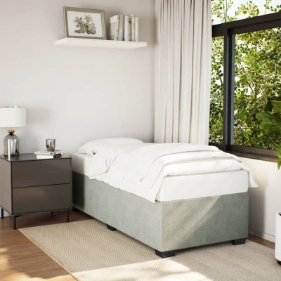 Estructura de cama sin colchón terciopelo gris claro 90x200 cm