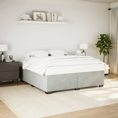 Estructura de cama sin colchón terciopelo gris claro 200x200 cm