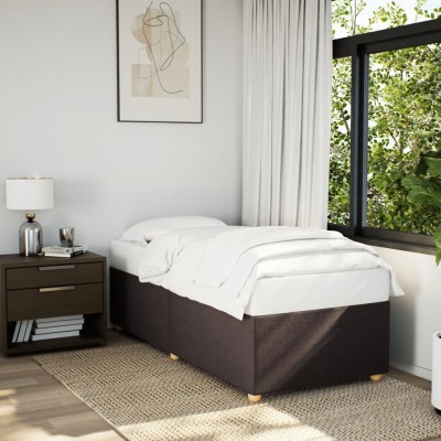 Estructura de cama sin colchón tela marrón oscuro 80x200 cm