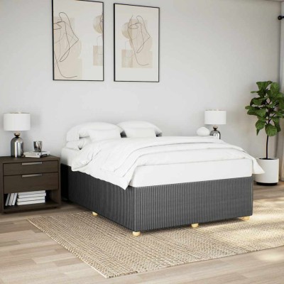 Cama sin colchón de tela gris oscuro 160x200 cm