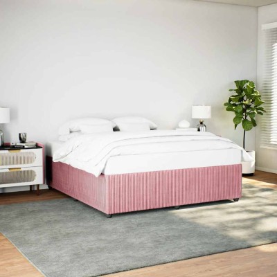 Estructura de cama sin colchón terciopelo rosa 180x200 cm