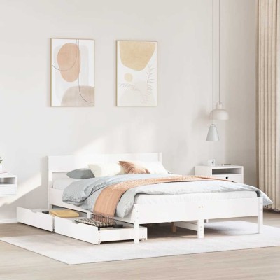 Estructura de cama sin colchón madera de pino blanca 140x200 cm