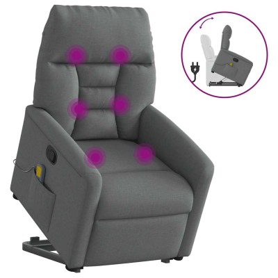 Silla de masaje reclinable de pie de tela gris oscuro
