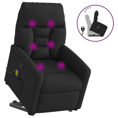 Sillón reclinable de masaje elevable tela negro