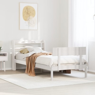 Estructura de cama sin colchón madera de pino blanca 90x200 cm